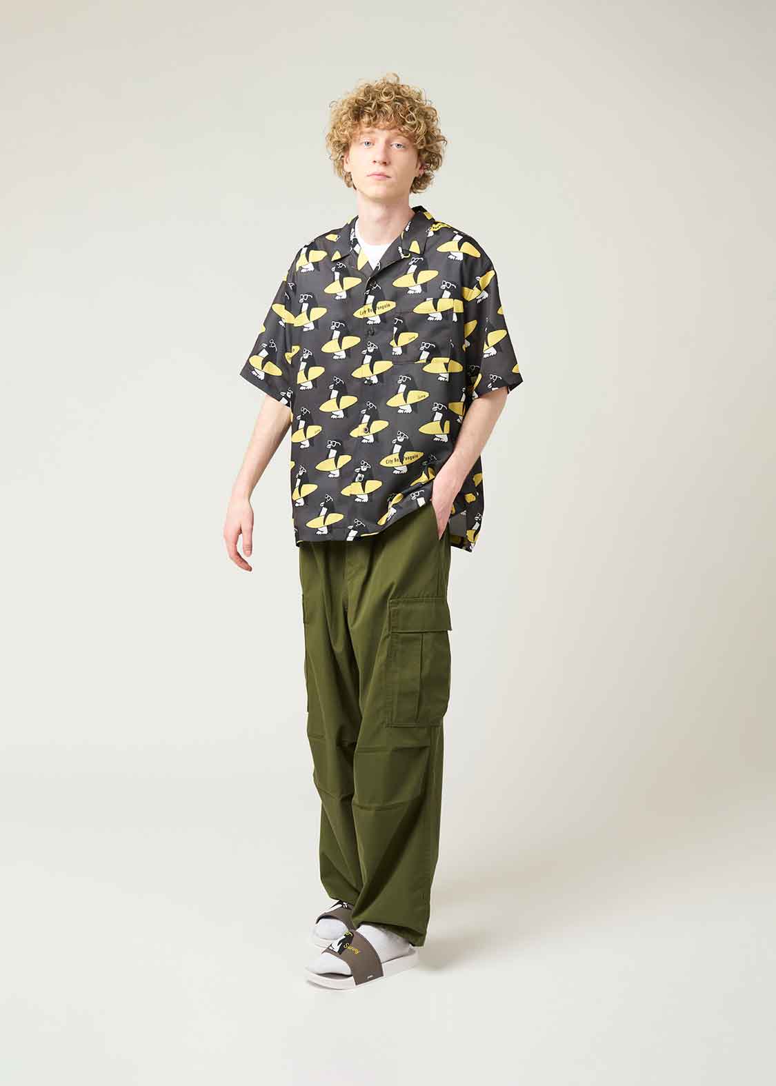 Open Collar Short Sleeve Shirt (City boy Penguin Surf)