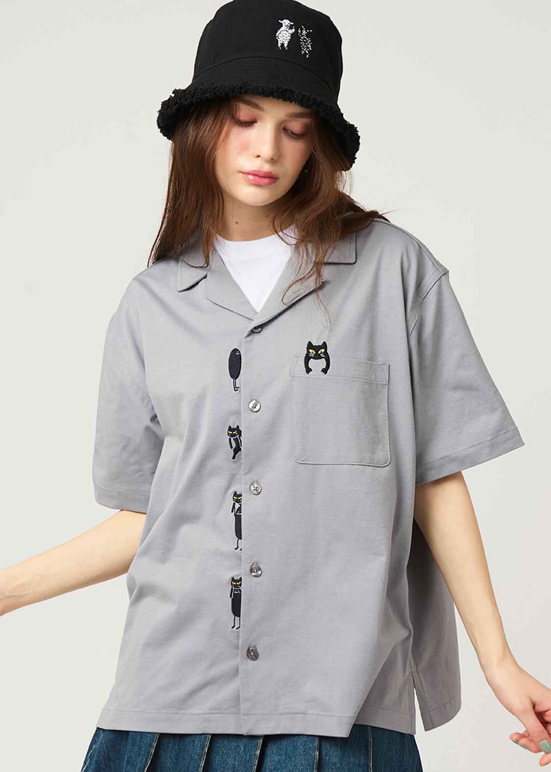 Dry Open Collar Short Sleeve Shirt (Nekokaburi Beautiful Shadow)