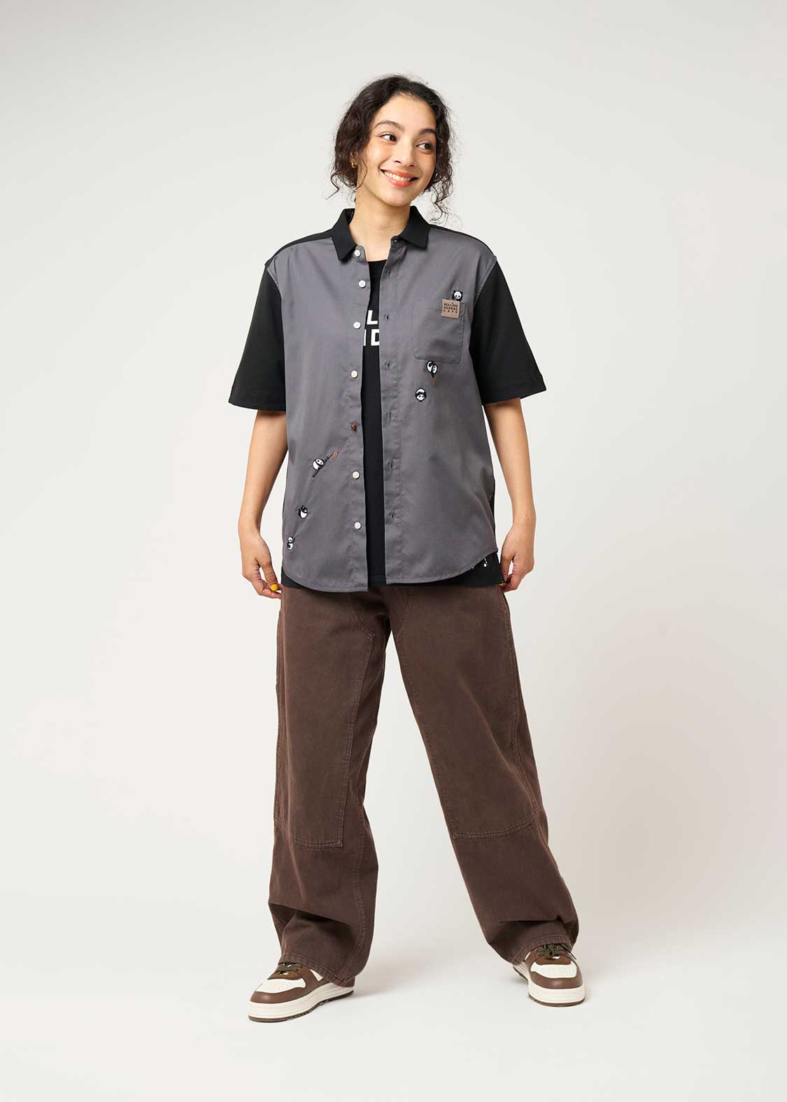 Pique Combi Short Sleeve Shirt (Rolling Pandas Cafe)