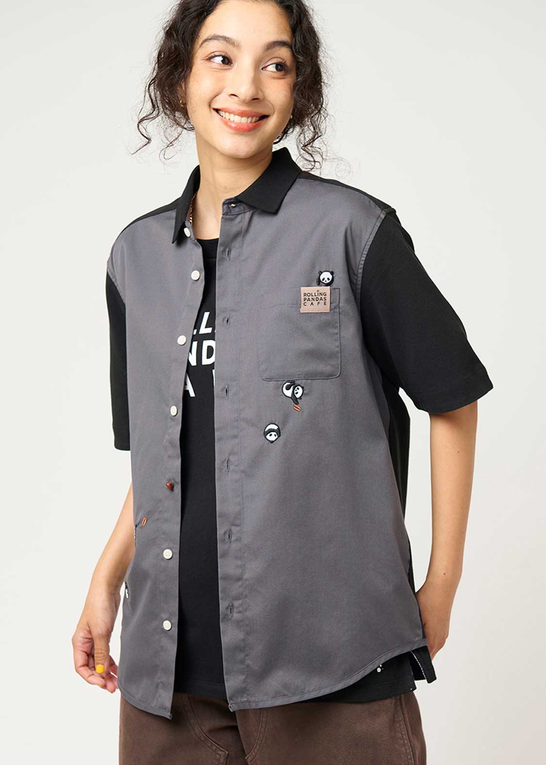 Pique Combi Short Sleeve Shirt (Rolling Pandas Cafe)