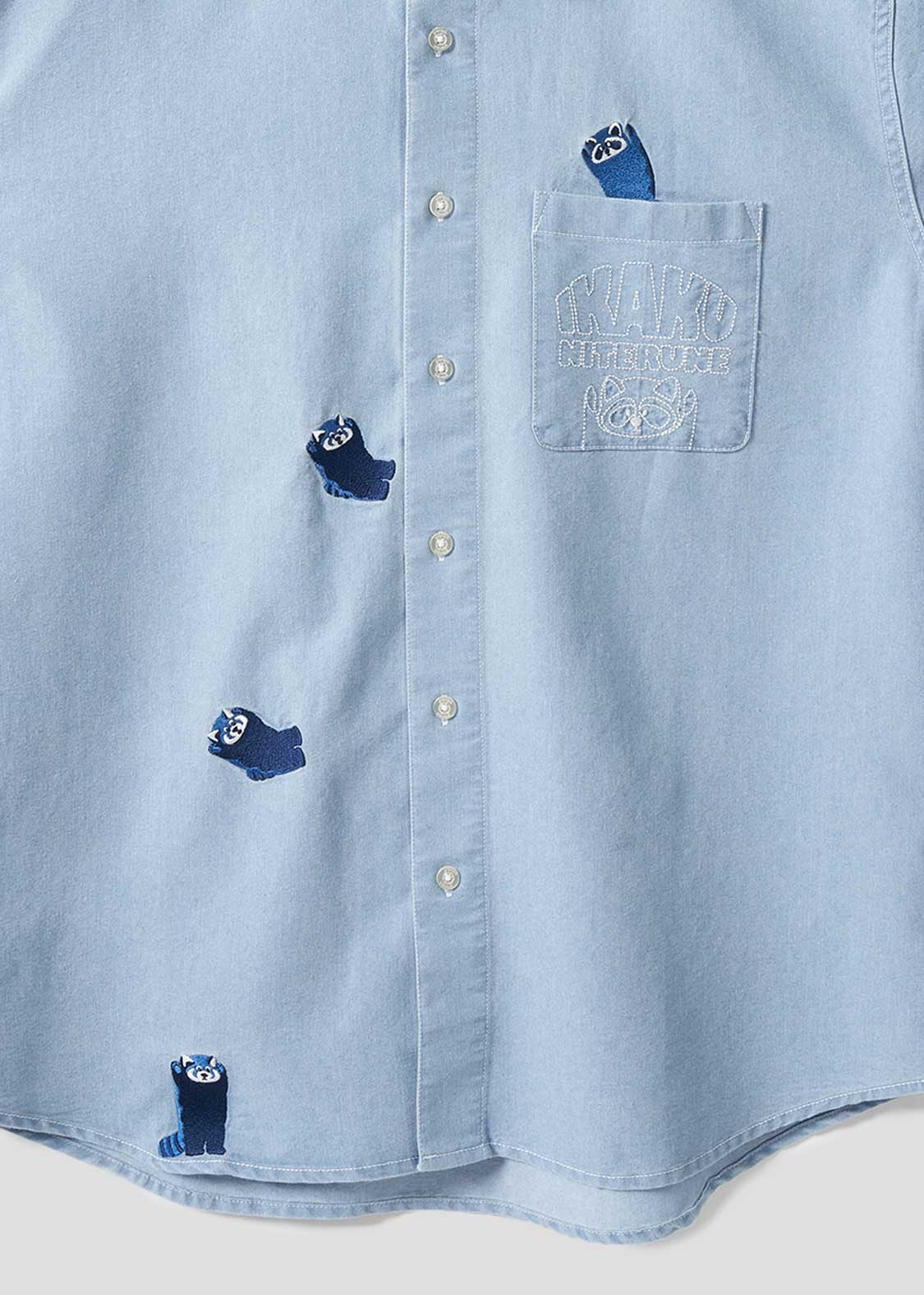 Denim Loose Silhouette Short Sleeve Shirt  (Ikaku Niterune)