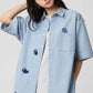 Denim Loose Silhouette Short Sleeve Shirt  (Ikaku Niterune)