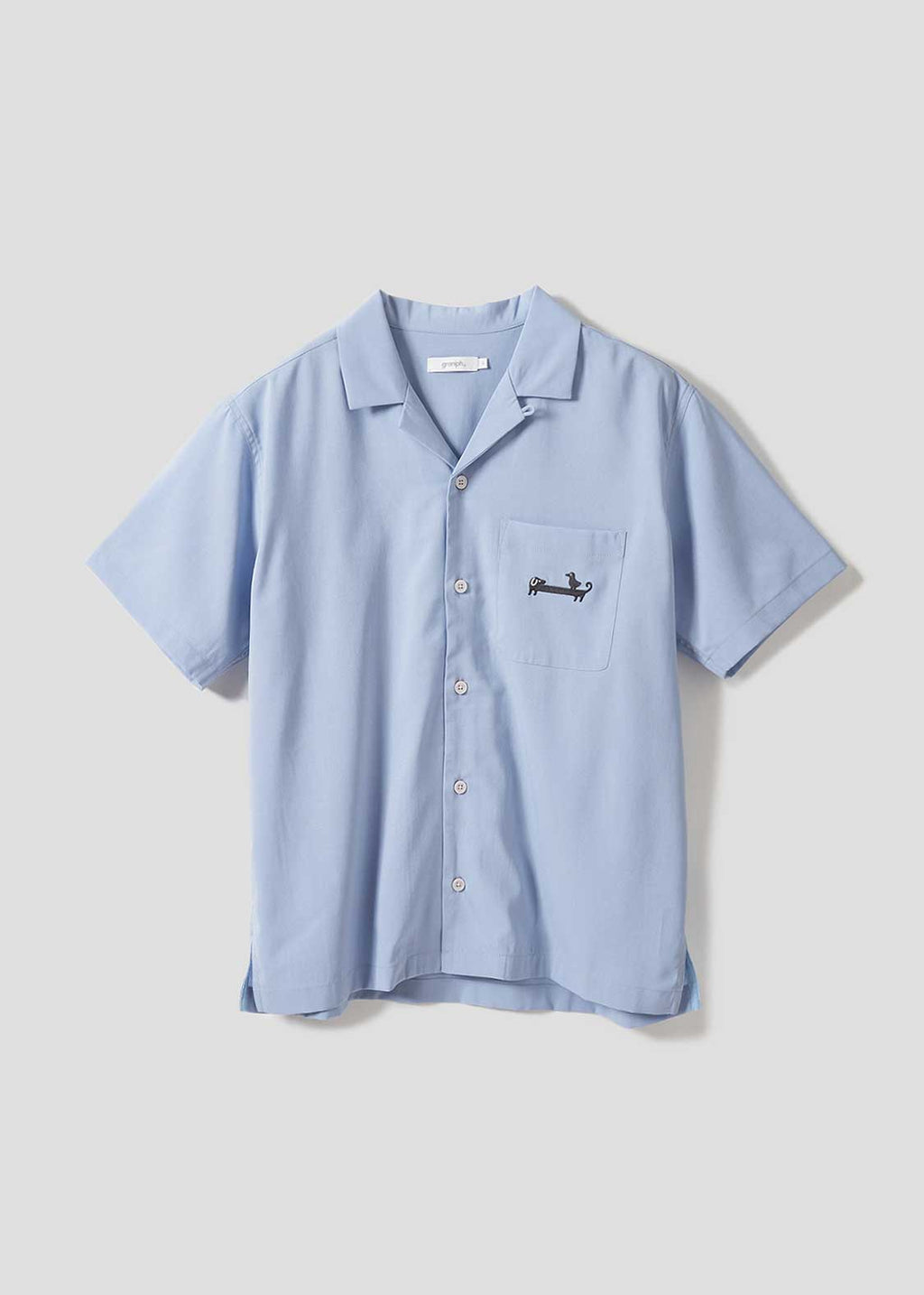 Nagasugiru Inu Playing With Waves | Linen Touch Open Collar Shirt