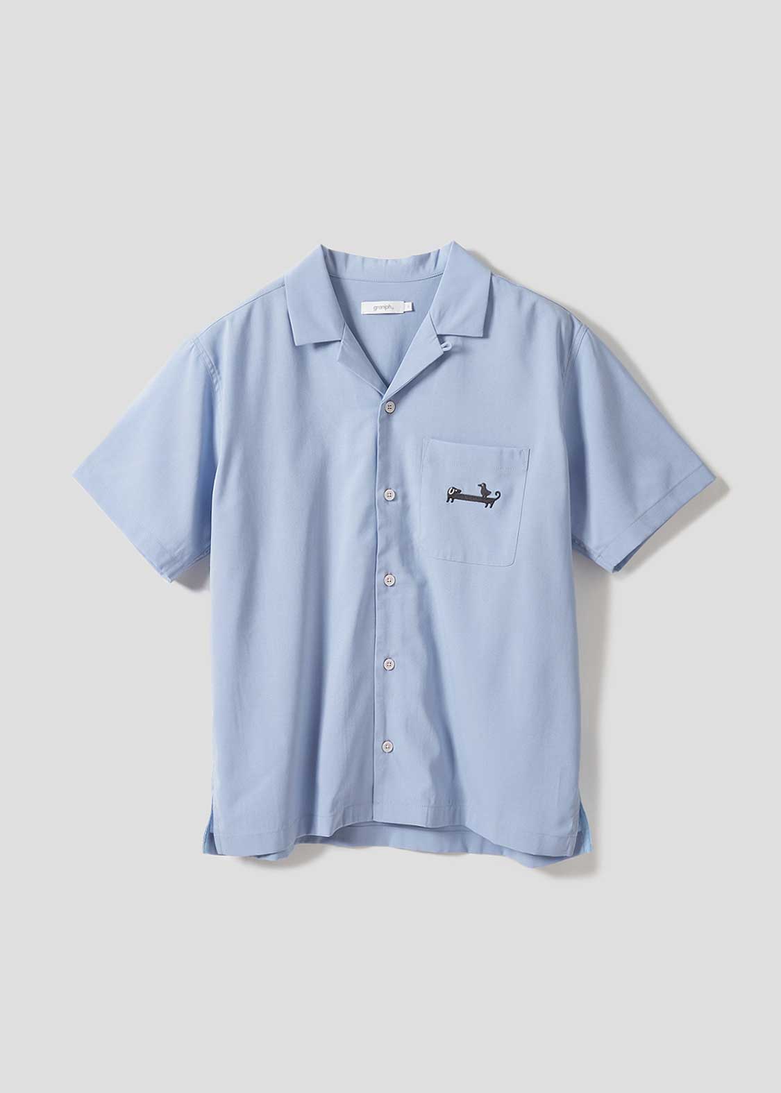 Nagasugiru Inu Playing With Waves | Linen Touch Open Collar Shirt