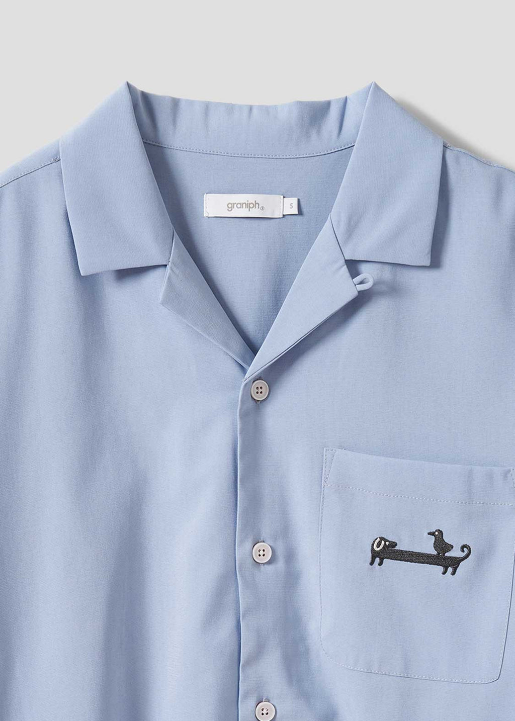 Nagasugiru Inu Playing With Waves | Linen Touch Open Collar Shirt