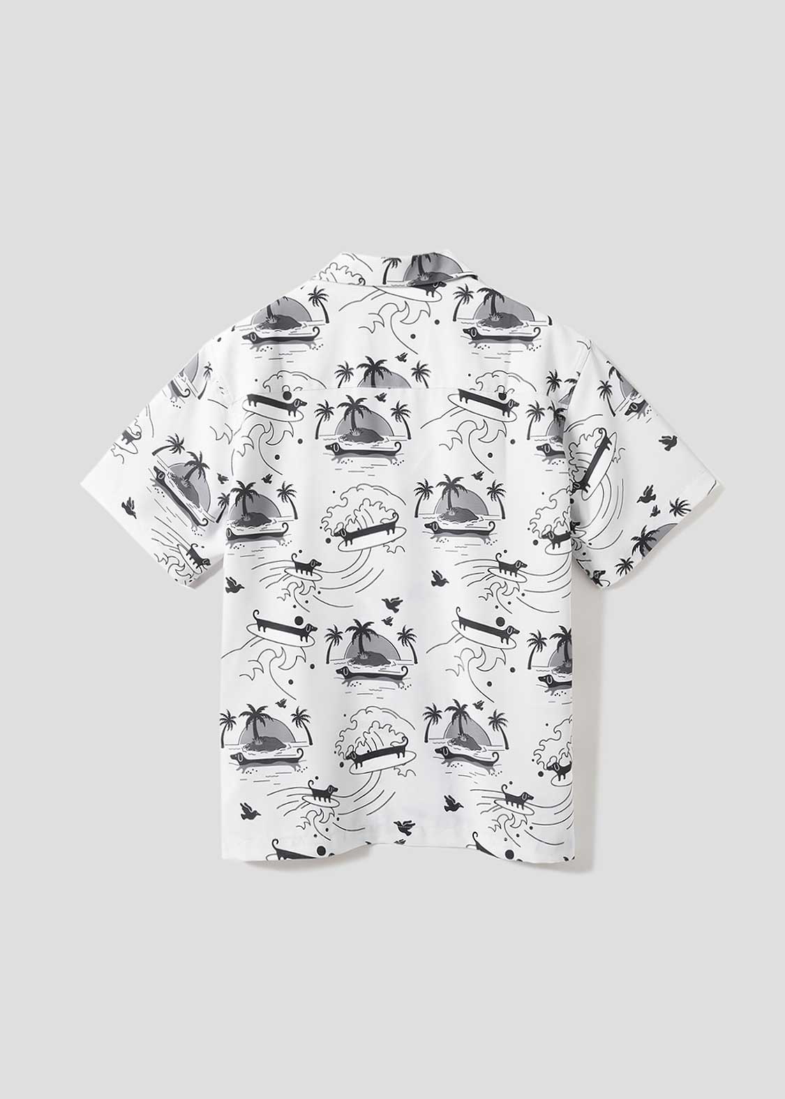 Nagasugiru Inu Playing With Waves | Open Collar Aloha Shirt