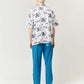 Nagasugiru Inu Playing With Waves | Open Collar Aloha Shirt