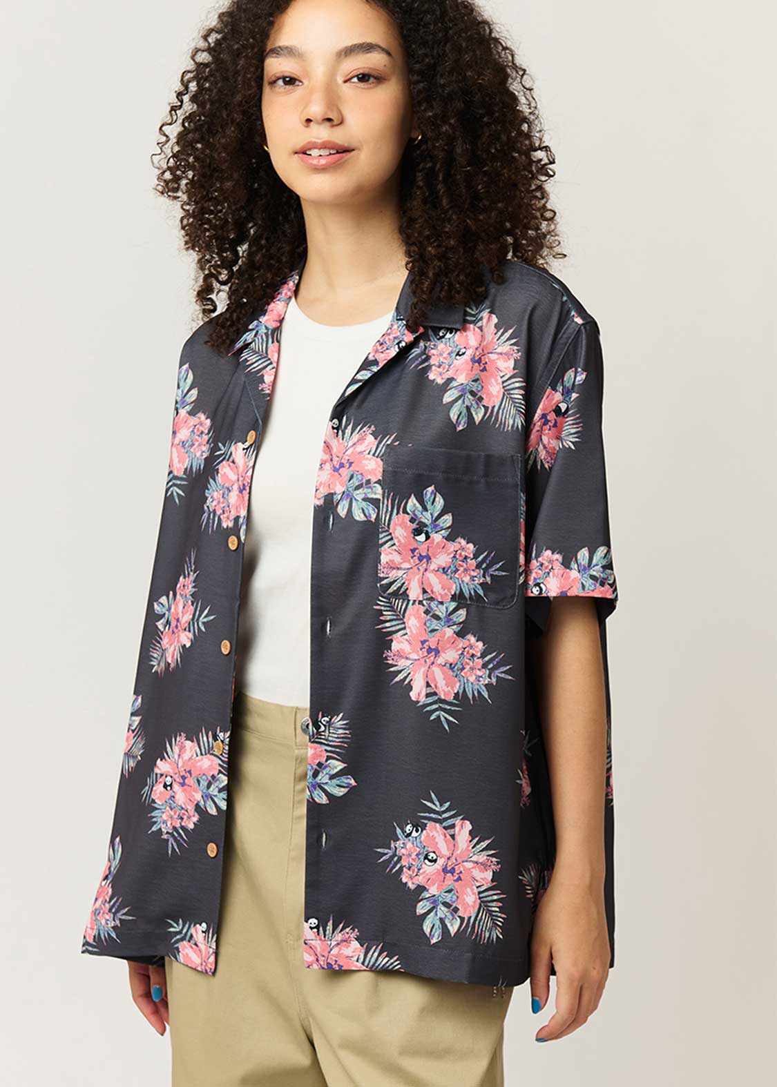 Rolling Pandas Hibiscus | Open Collar Aloha Shirt