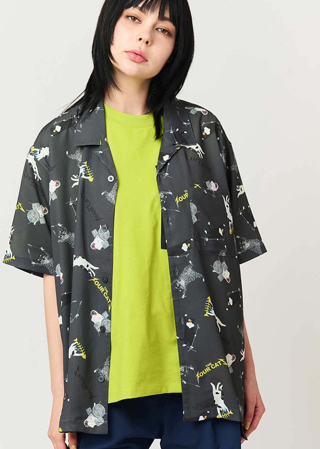 The Four Cats Band | Big Silhouette Open Collar Shirt