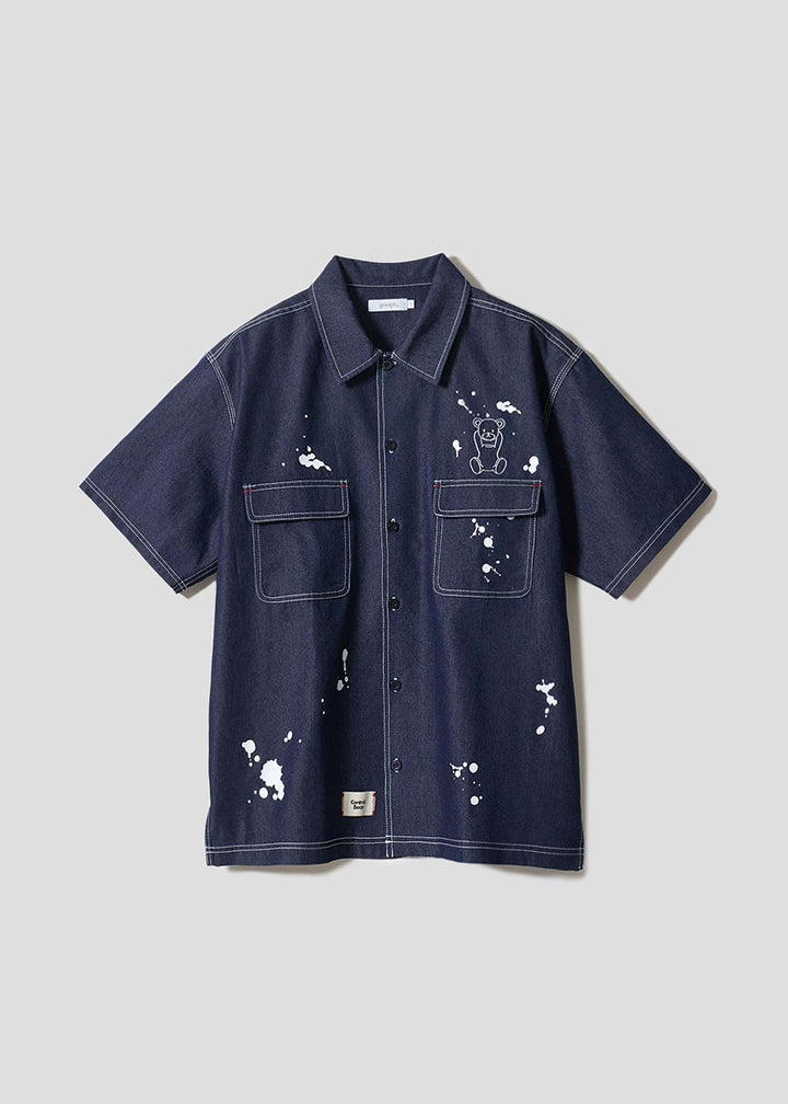 Control Bear BLUE | Dripping Short-Sleeve Shirt