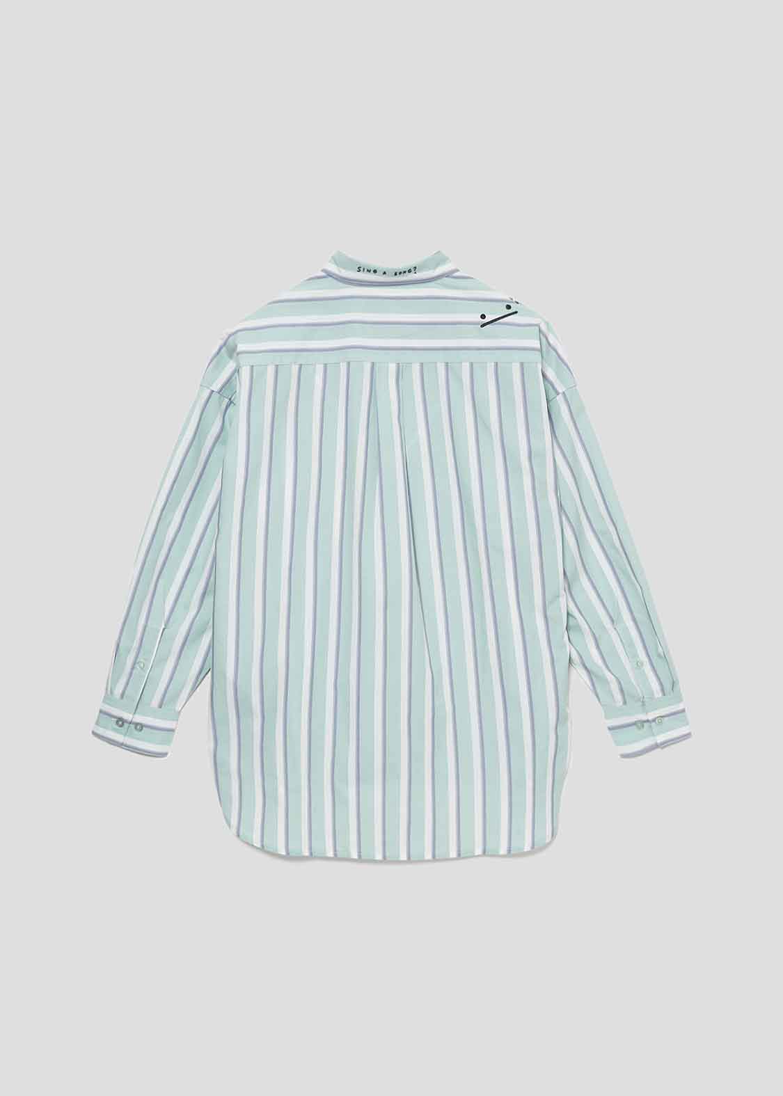 Stripe Big silhouette Long Sleeve Shirt (Sing a Song Beautiful Shadow)