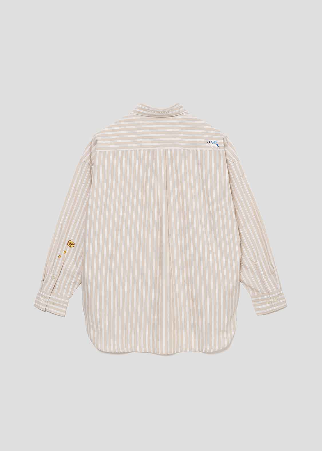 Stripe Big silhouette Long Sleeve Shirt (Imaginary Animals)