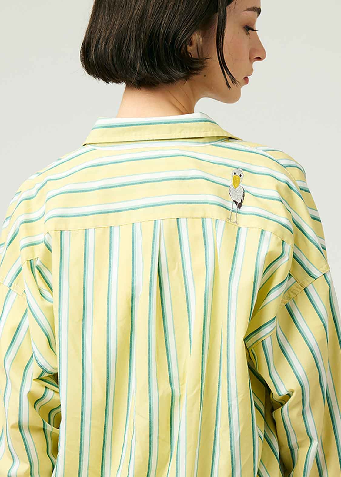 Stripe Big silhouette Long Sleeve Shirt (Hashibiroko)