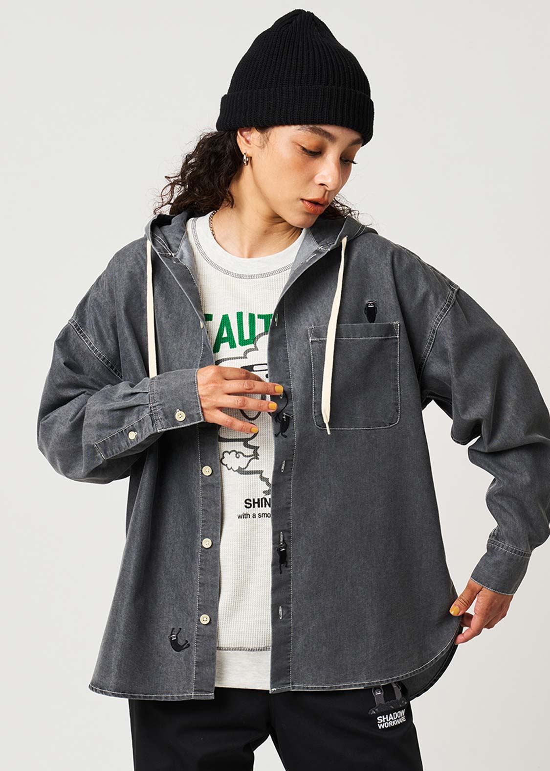 Beautiful Shadow Shinobi | Denim Big Hooded Shirt
