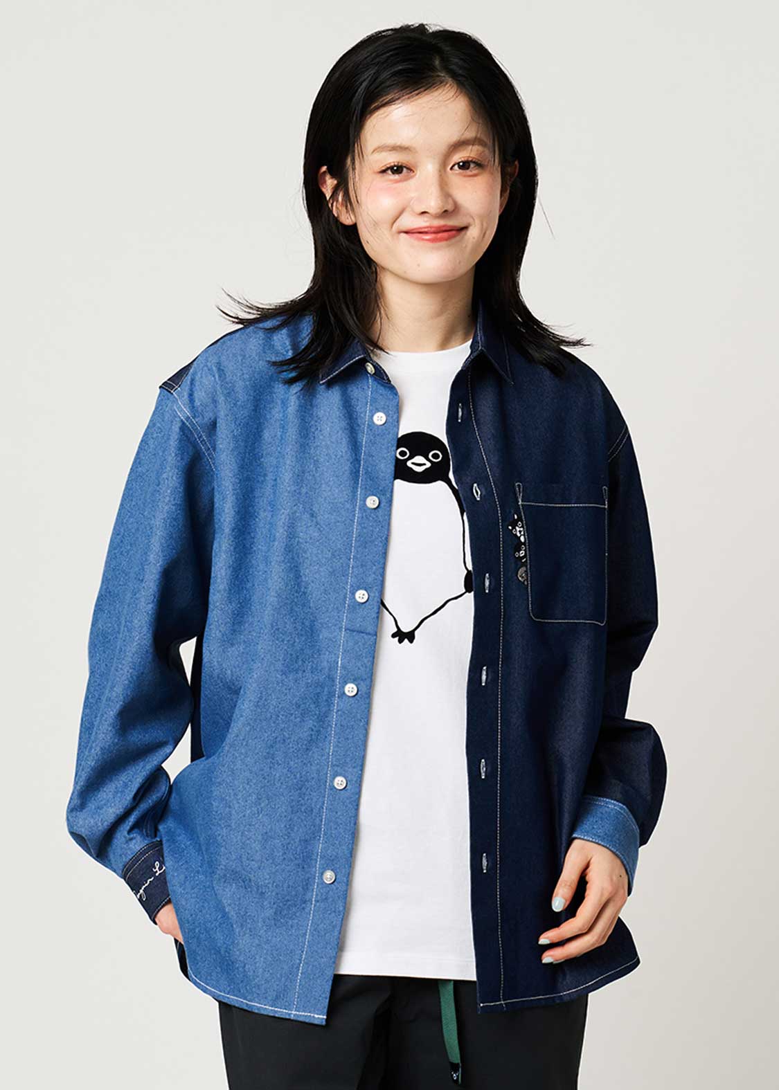 Sakazaki Chiharu – Hyokkori | Denim Loose Shirt