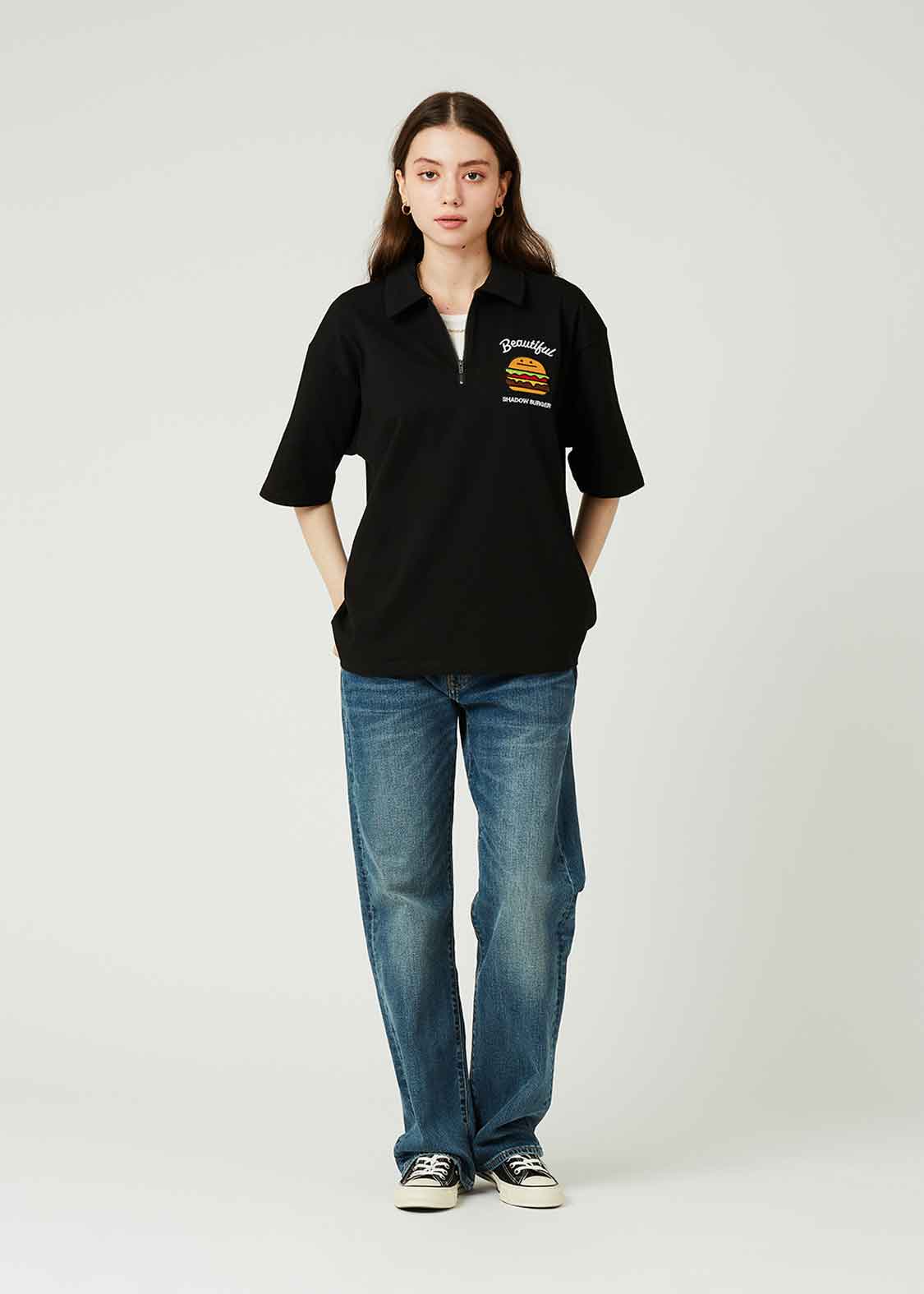 Half ZIp Polo Big Short Sleeve Tee (Beautiful Shadow Burger)