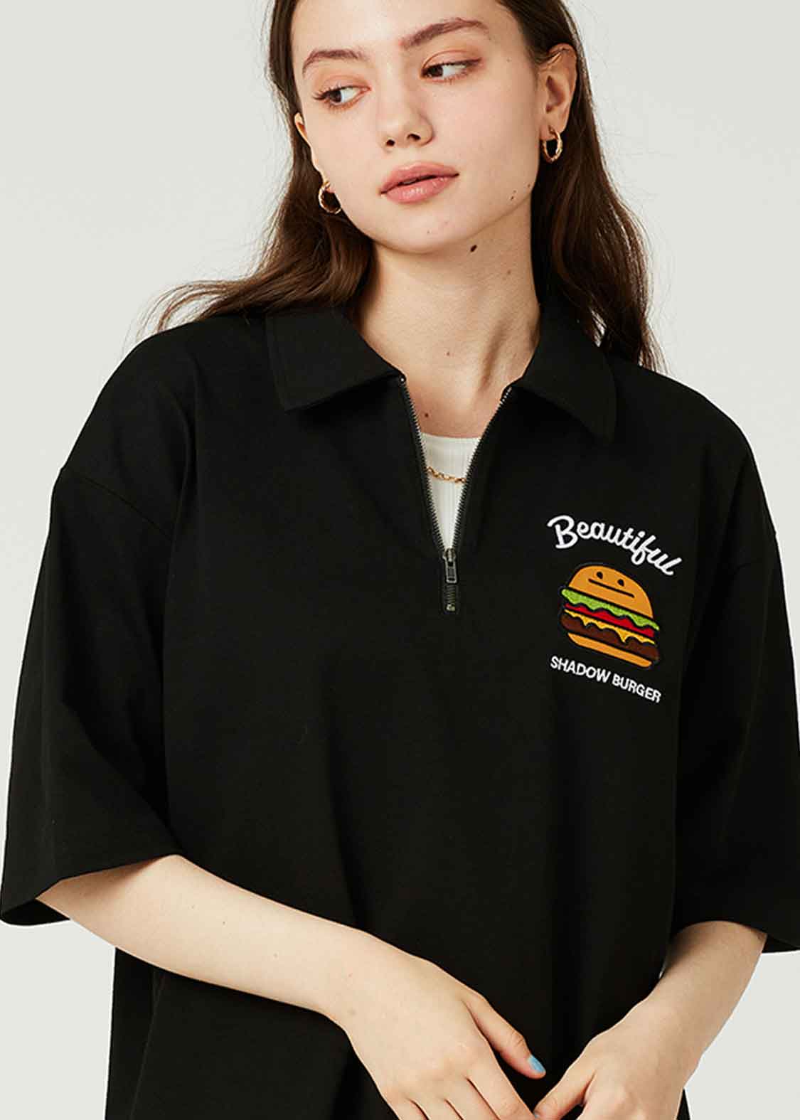 Half ZIp Polo Big Short Sleeve Tee (Beautiful Shadow Burger)