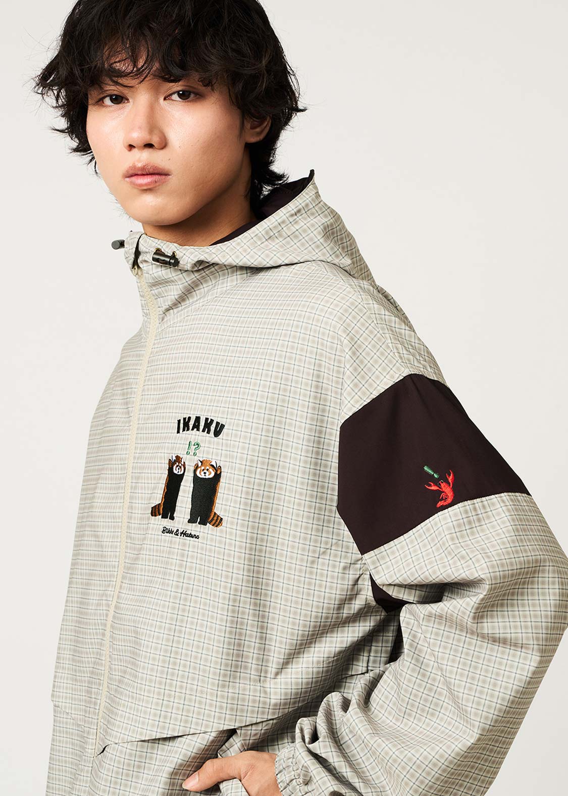 Ikaku Bikkuri Hatena | Check Hooded Blouson