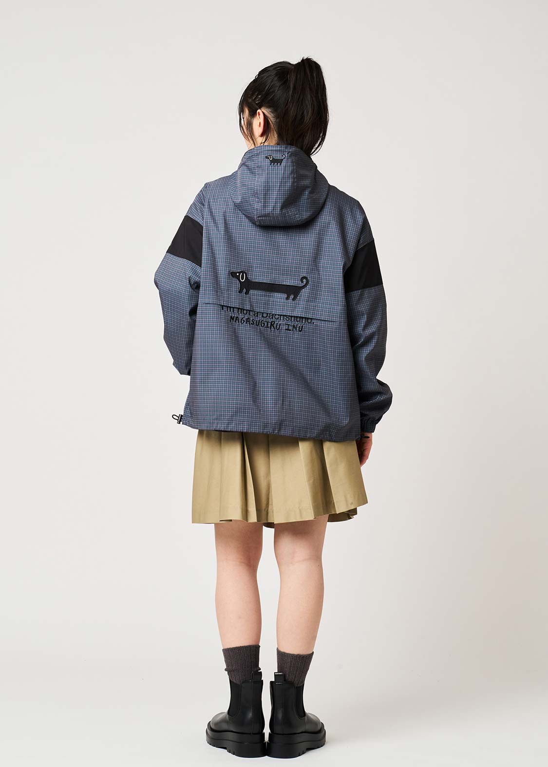Nagasugiru Inu | Check Hooded Blouson
