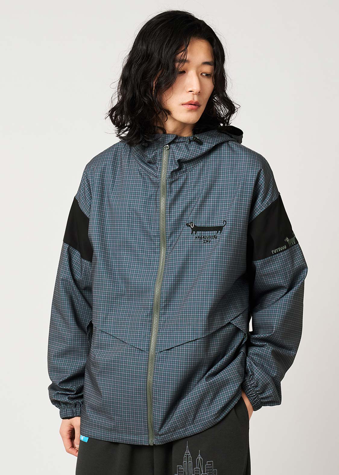 Nagasugiru Inu | Check Hooded Blouson