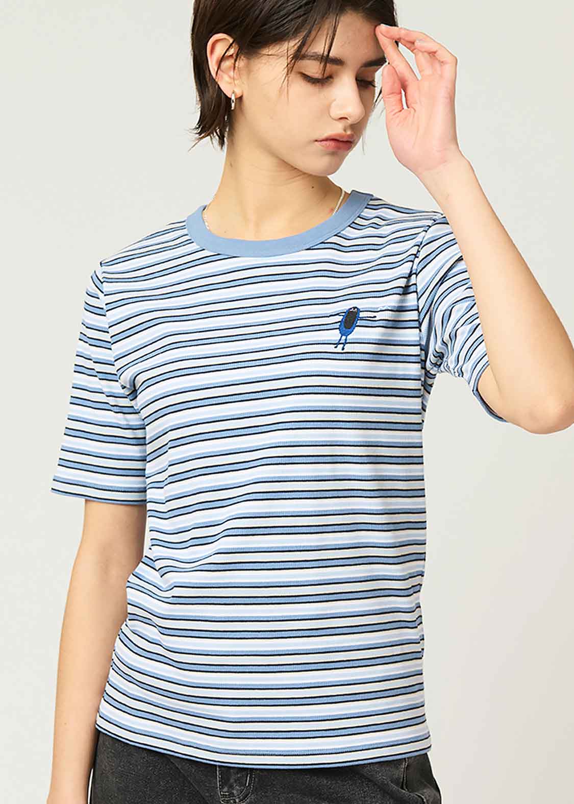 Multi Border Rib Short Sleeve Tee (Beautiful Shadow Pool)