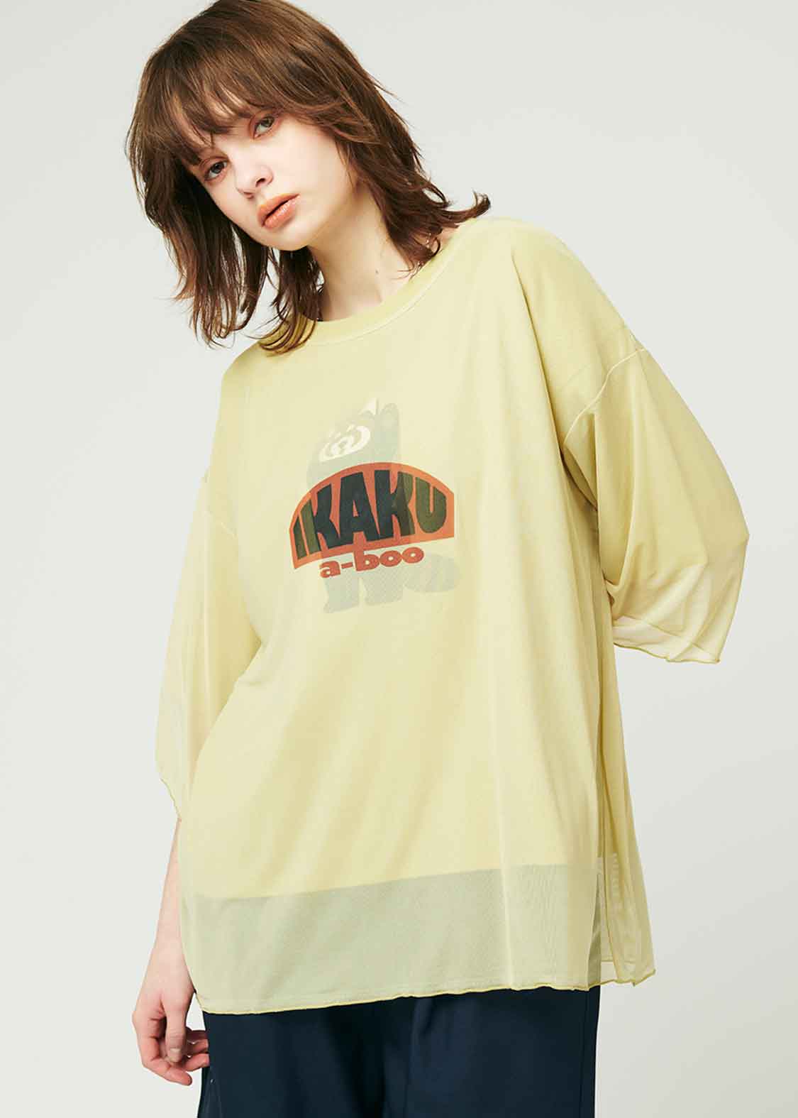 Sheer Layered Short Sleeve Tee (Ikaku a-boo)