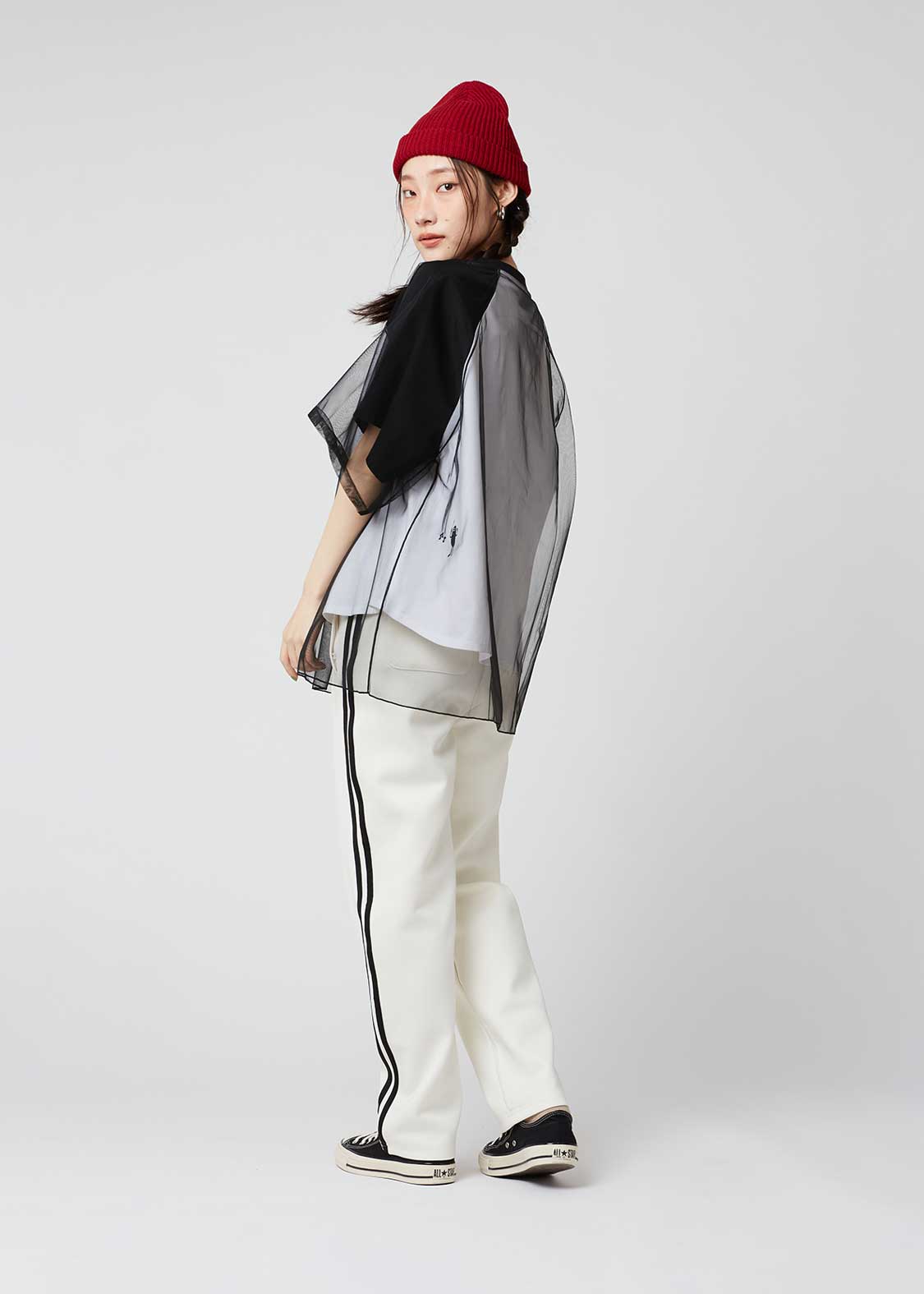 Sheer Layered Raglan Sleeve Tee (Beautiful Shadow Orchestra)