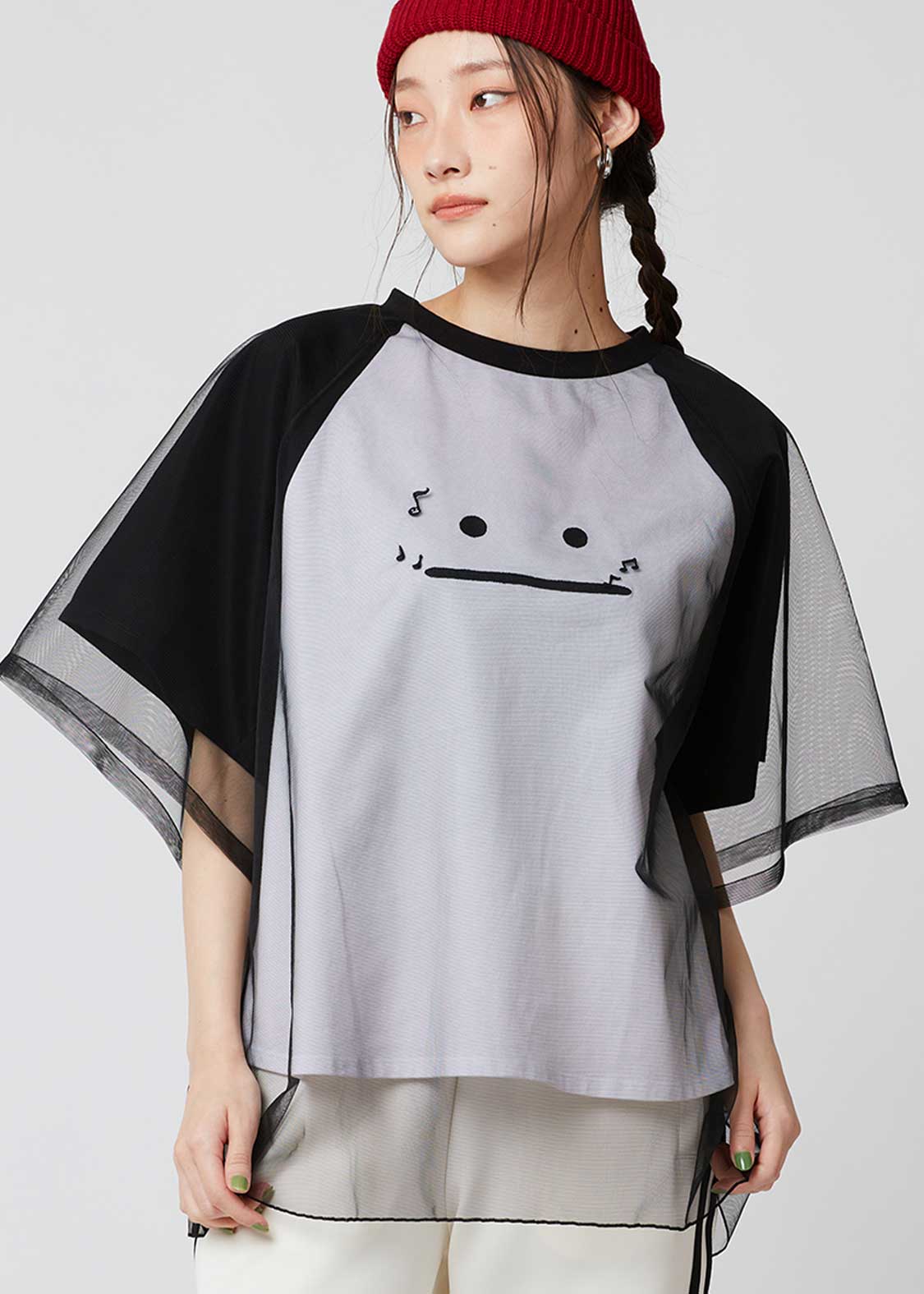 Sheer Layered Raglan Sleeve Tee (Beautiful Shadow Orchestra)