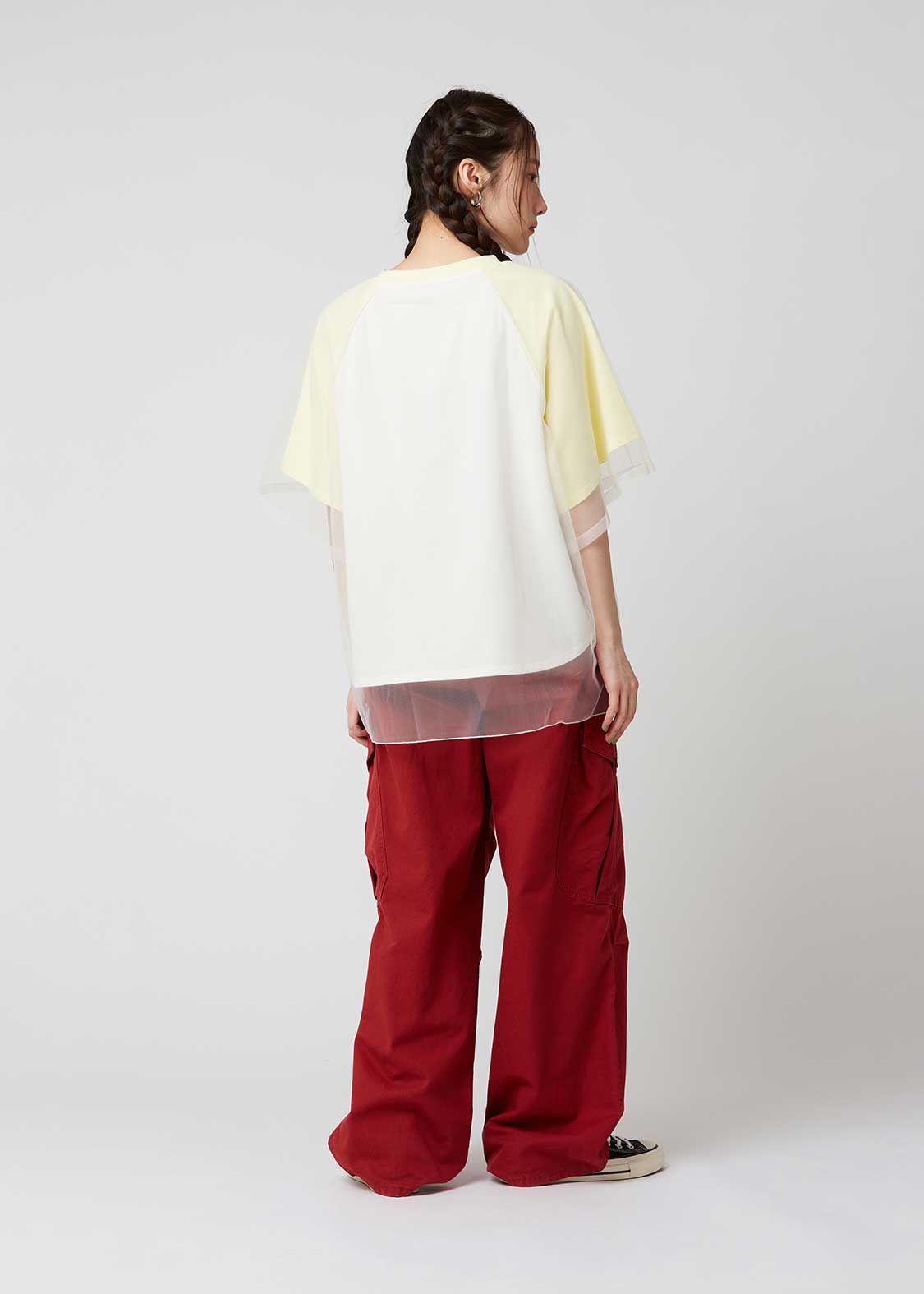 Sheer Layered Raglan Sleeve Tee (School of Chop)