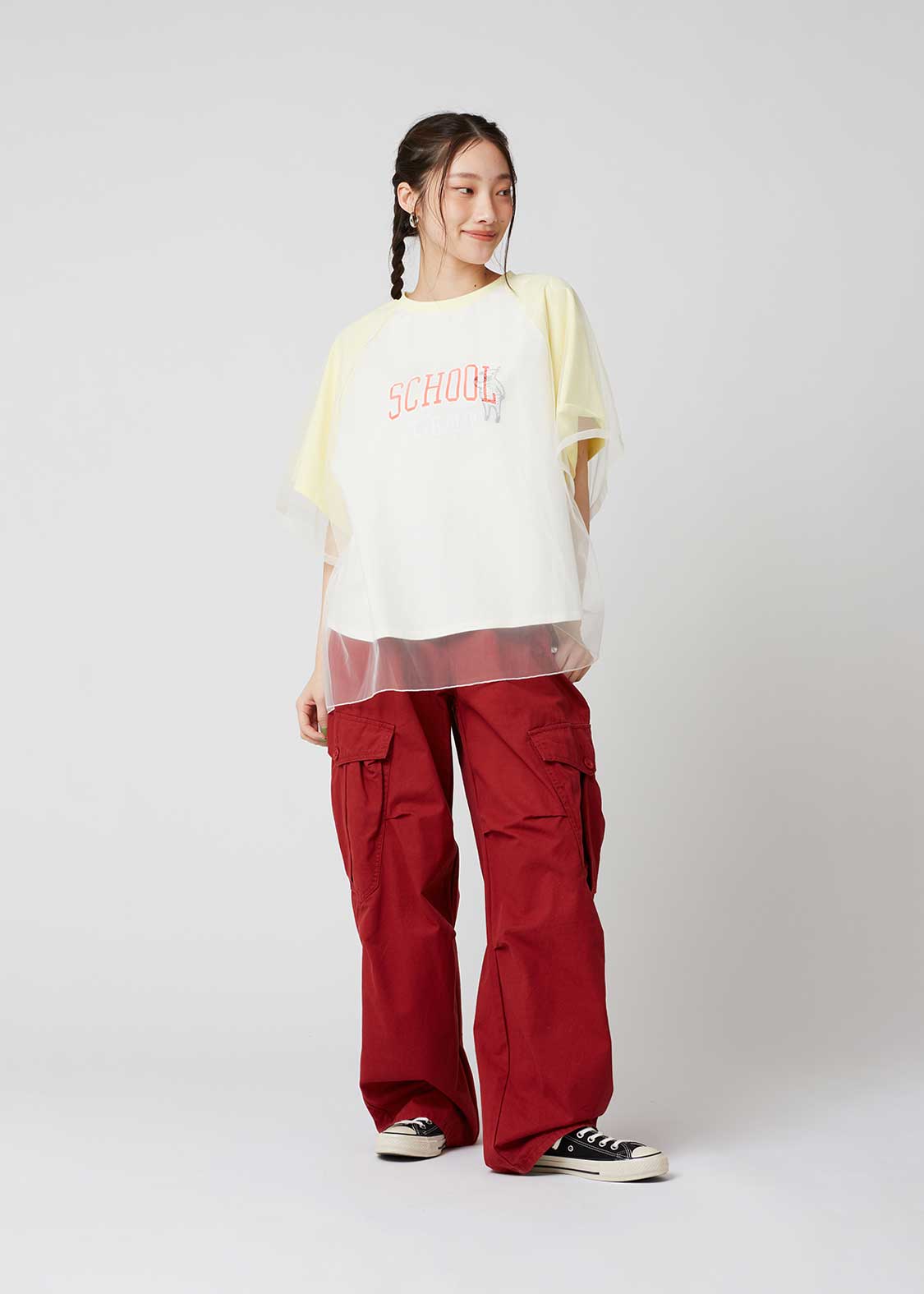 Sheer Layered Raglan Sleeve Tee (School of Chop)