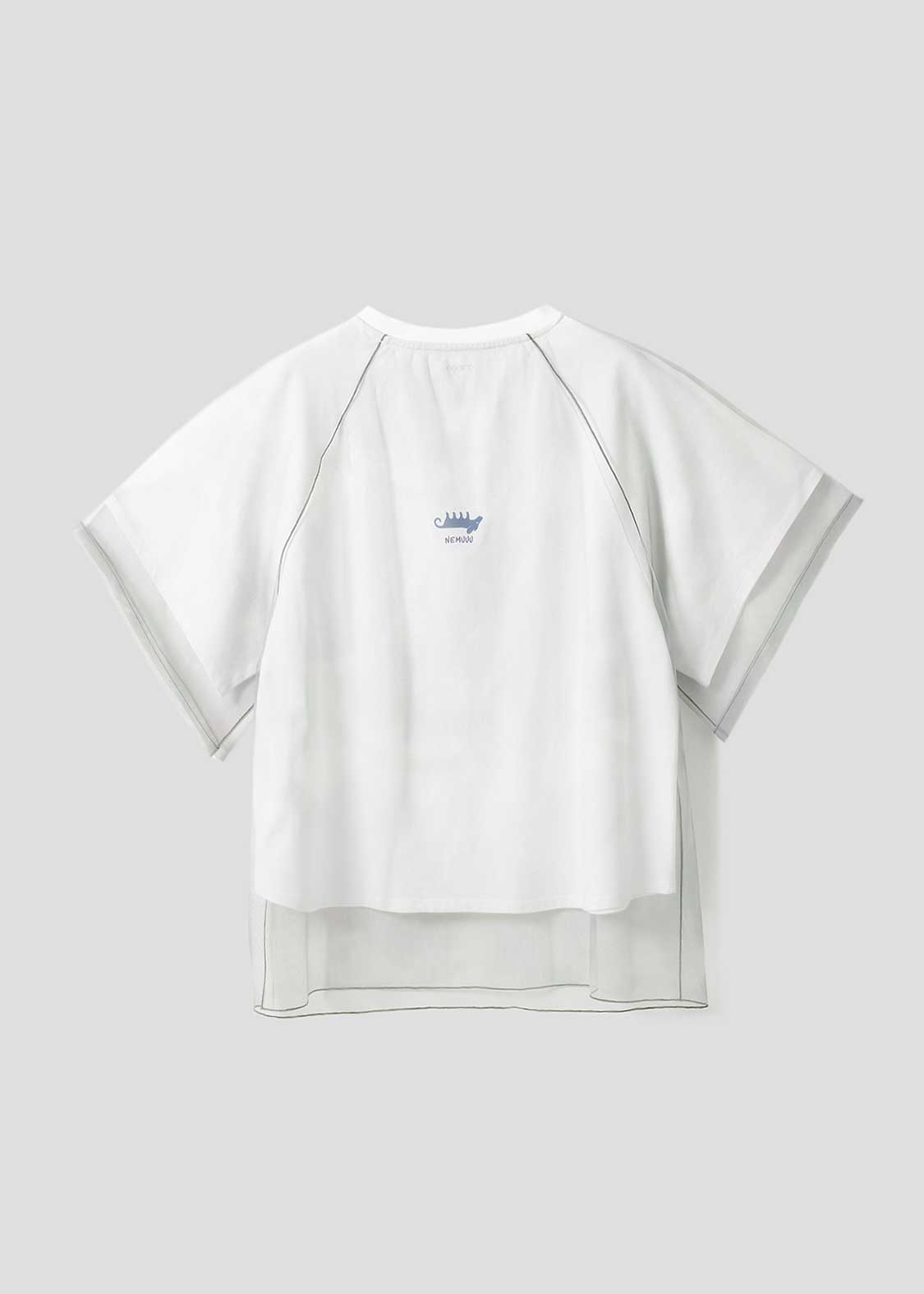 Sheer Layered Raglan Sleeve Tee (Nagasugiru Inu)