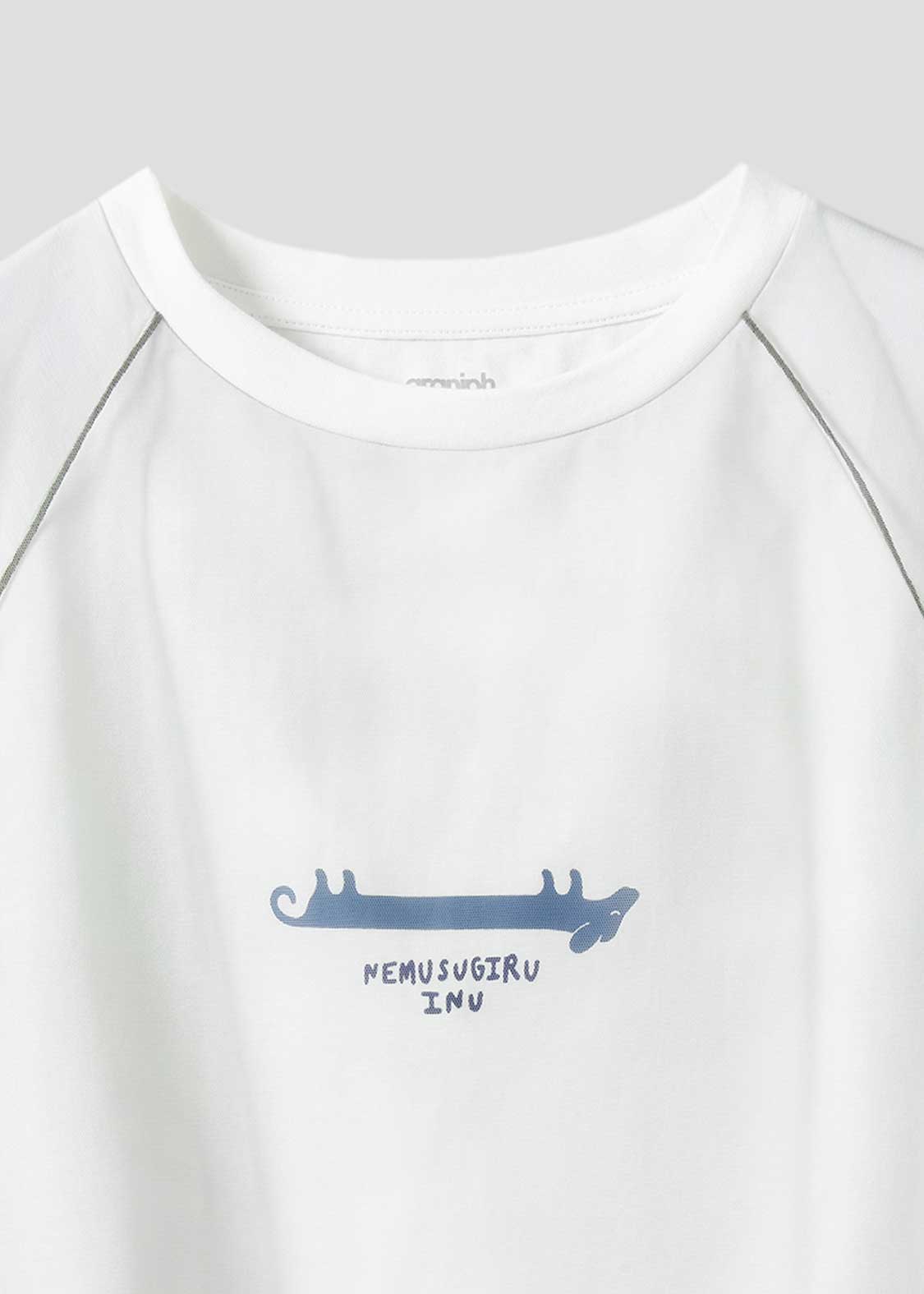 Sheer Layered Raglan Sleeve Tee (Nagasugiru Inu)