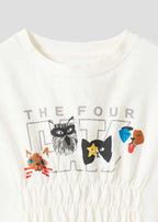 Shirring Short Sleeve Tee (THE FOUR CATS Face)