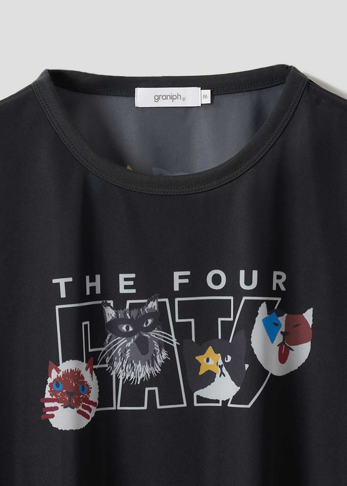 The Four Cats Face | Sheer Trim T-Shirt