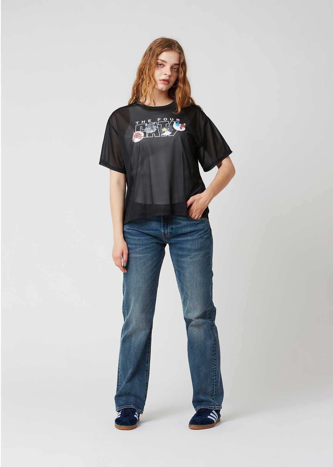 The Four Cats Face | Sheer Trim T-Shirt