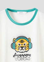 Half Sleeve Sheer Tee (Awesome Tiger Rock Calm)