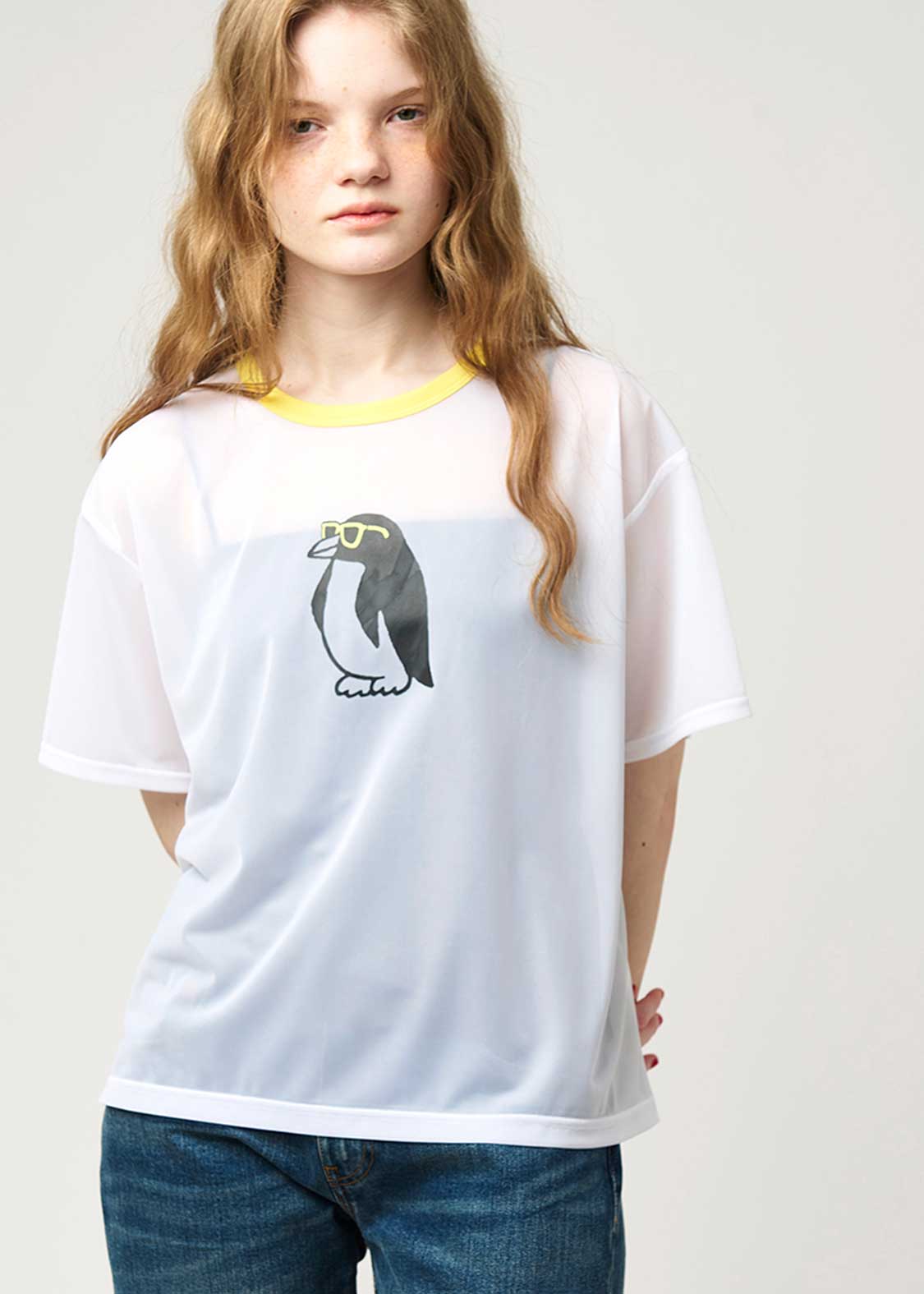 Half Sleeve Sheer Tee (City boy Penguin)