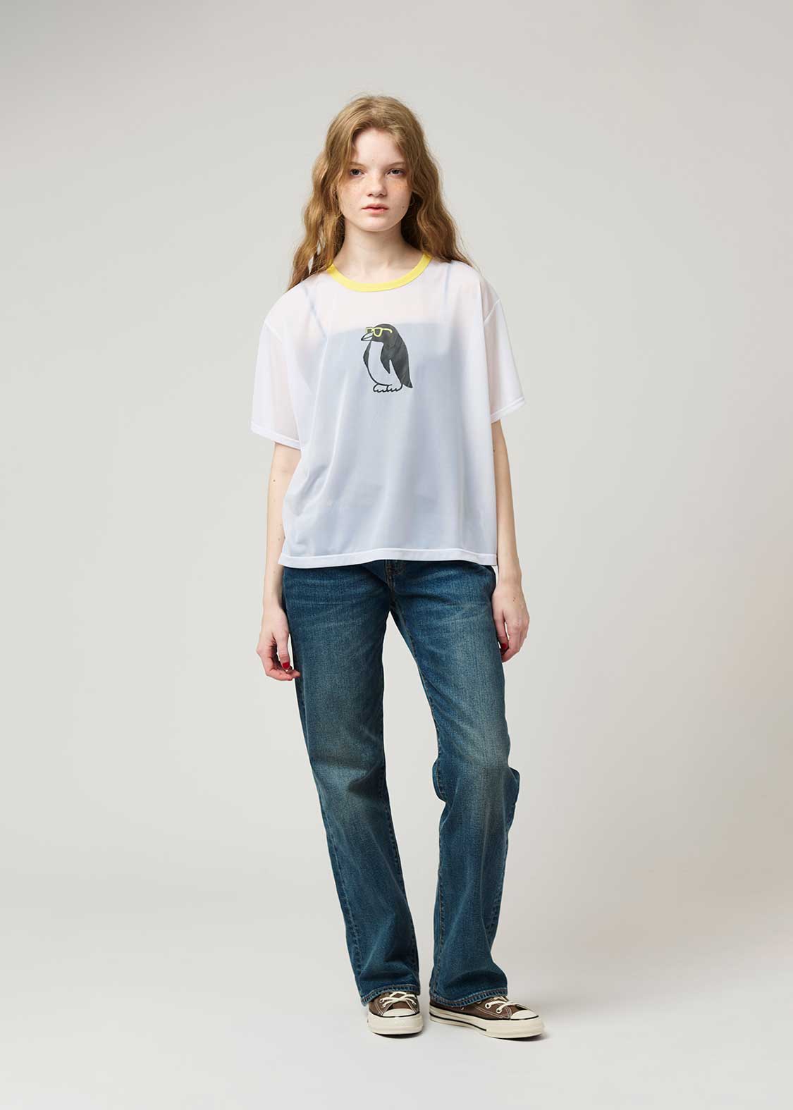 Half Sleeve Sheer Tee (City boy Penguin)