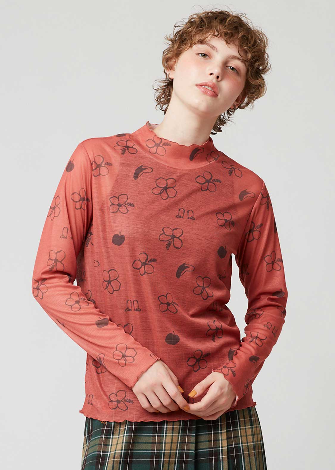 Ikaku | Sheer Mock Neck Top