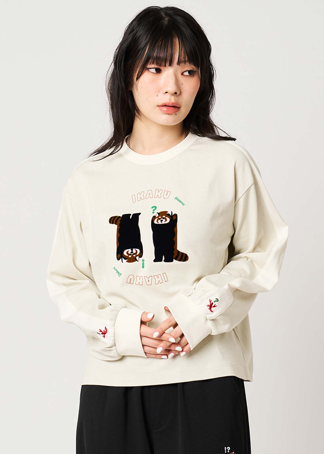 Ikaku Bikkuri Hatena | Striped Long Sleeve T-Shirt