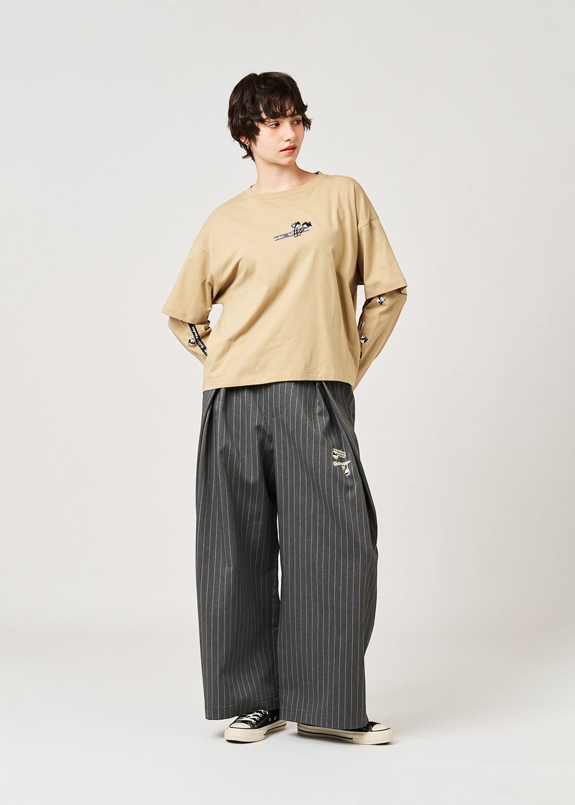 Rolling Pandas Library | Layered Sleeve Long-Sleeve T-Shirt