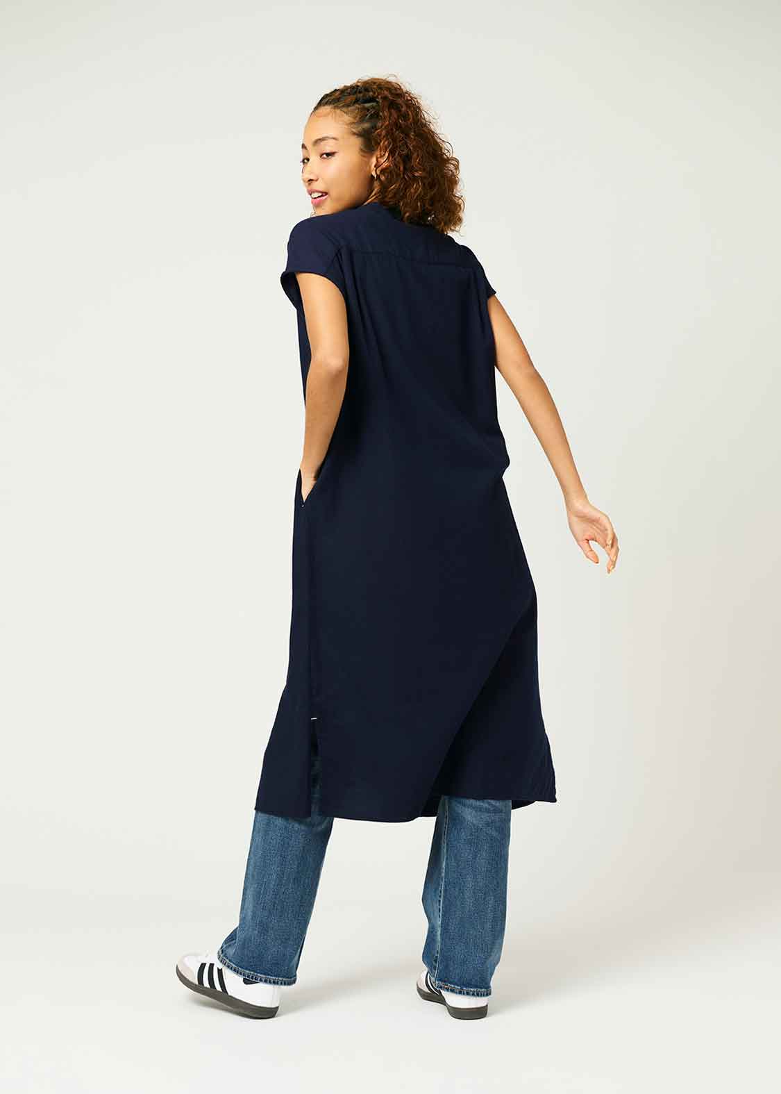 French Sleeve Shirt One-Piece (Shimaenaga)