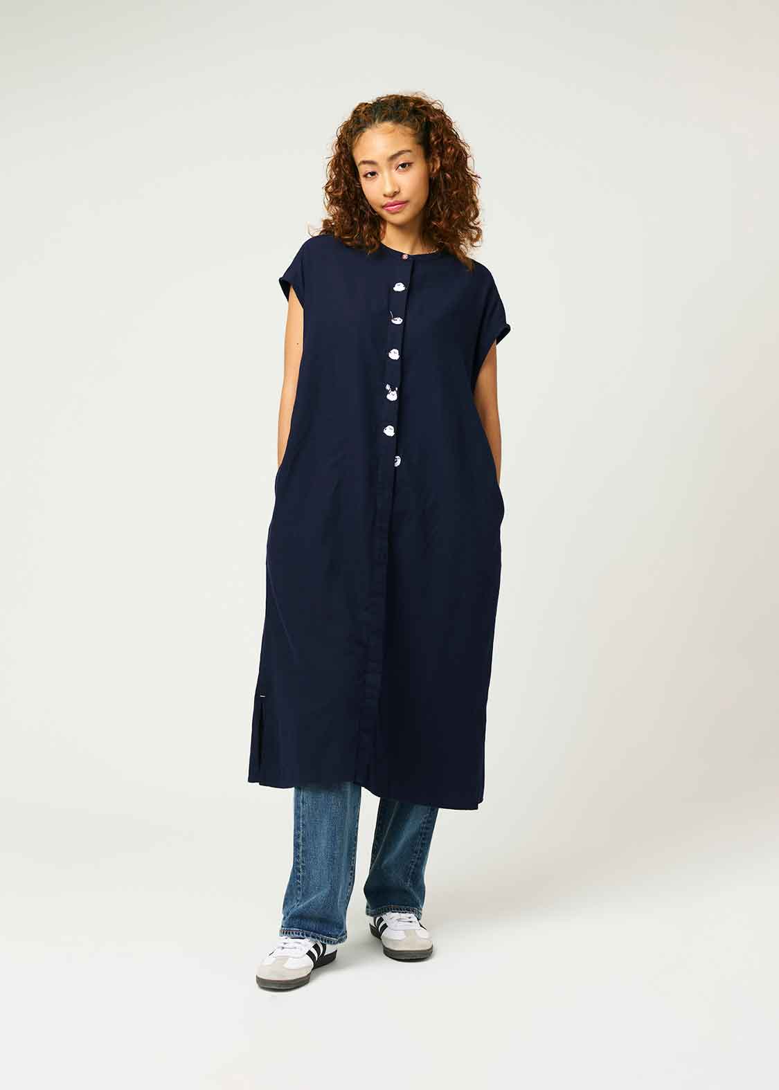 French Sleeve Shirt One-Piece (Shimaenaga)