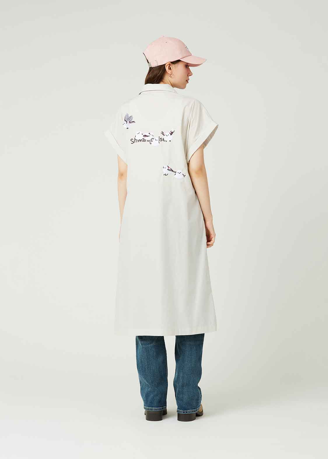 Open Collar French Sleeve One-Piece (Shimaenaga)