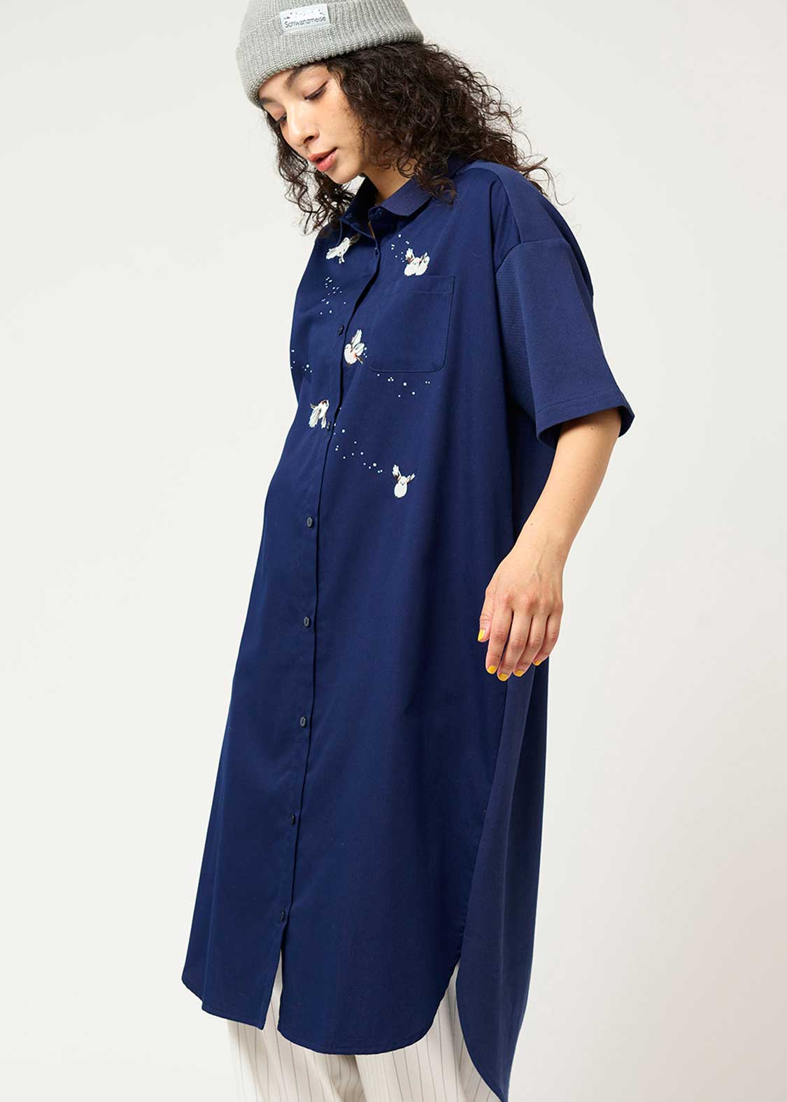 Pique Combi Short Sleeve One-Piece (Shimaenaga)