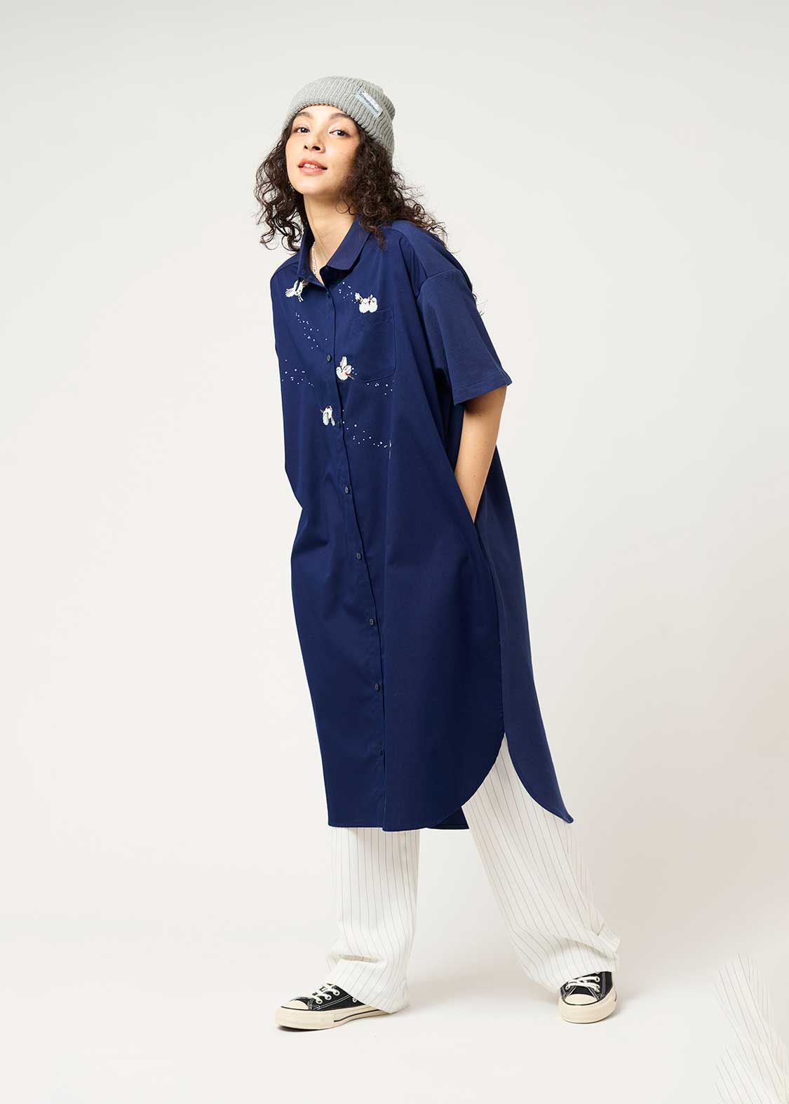 Pique Combi Short Sleeve One-Piece (Shimaenaga)