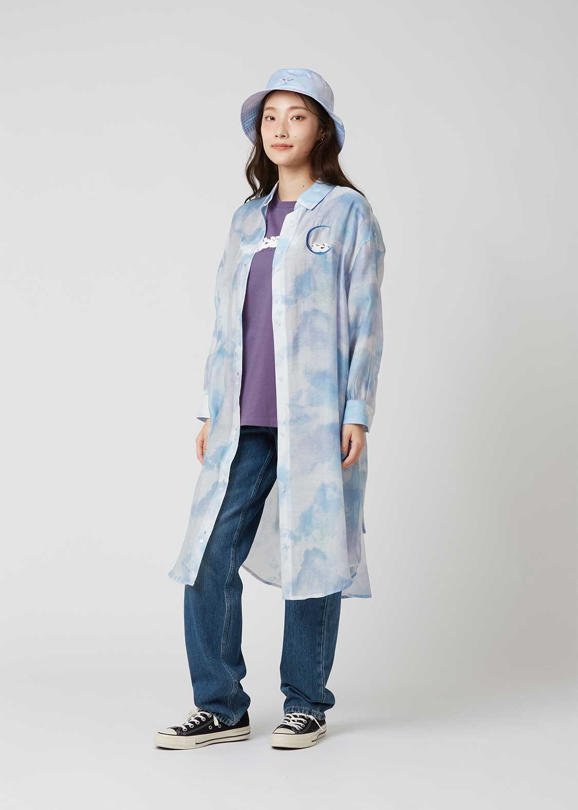 Long Sleeve Sheer Shirt One-Piece (Shimaenaga 2)