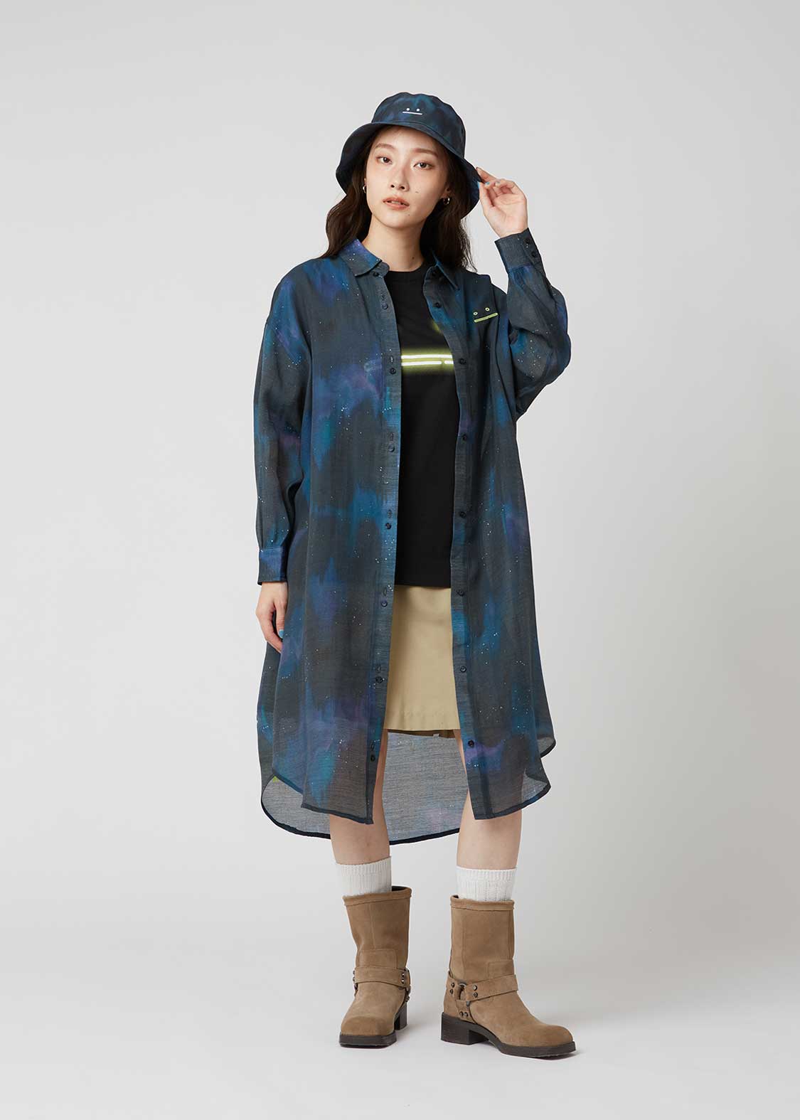 Long Sleeve Sheer Shirt One-Piece (Beautiful Shadow March)