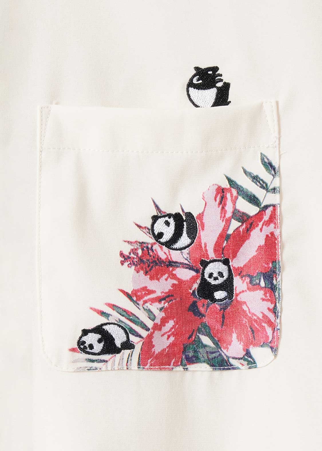 Rolling Pandas Hibiscus | Linen Touch Short Sleeve Shirt Dress