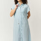 Shimaenaga | Linen Touch Short Sleeve Shirt Dress